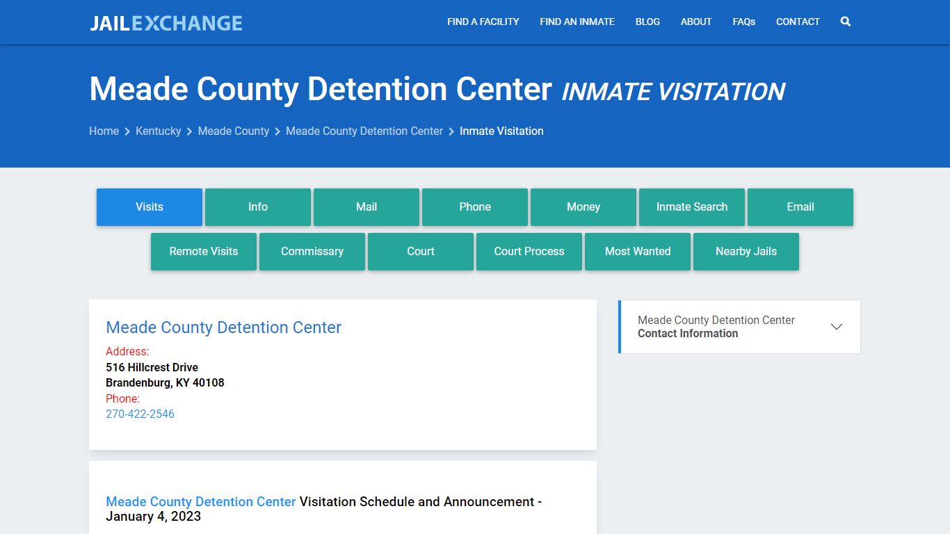 Inmate Visitation - Meade County Detention Center, KY - Jail Exchange
