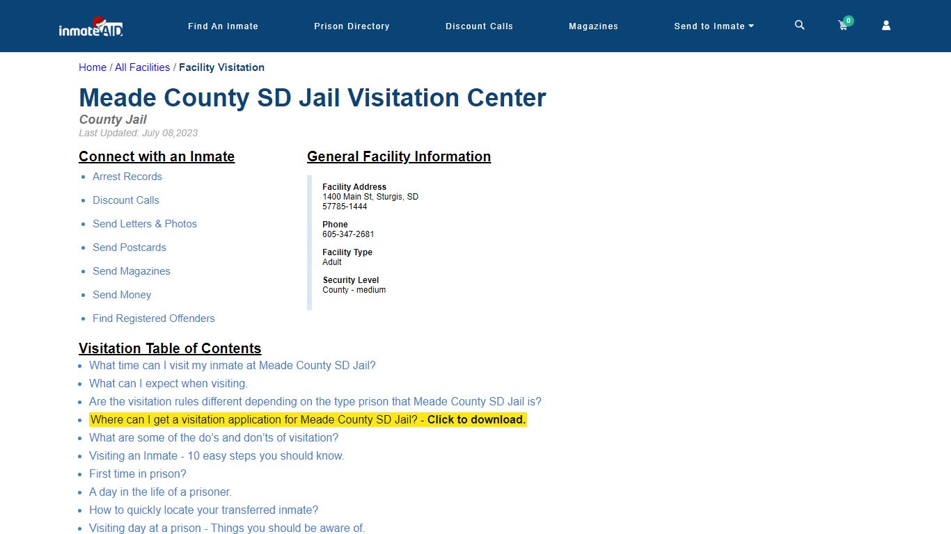 Meade County SD Jail | Visitation, dress code & visiting hours - InmateAid